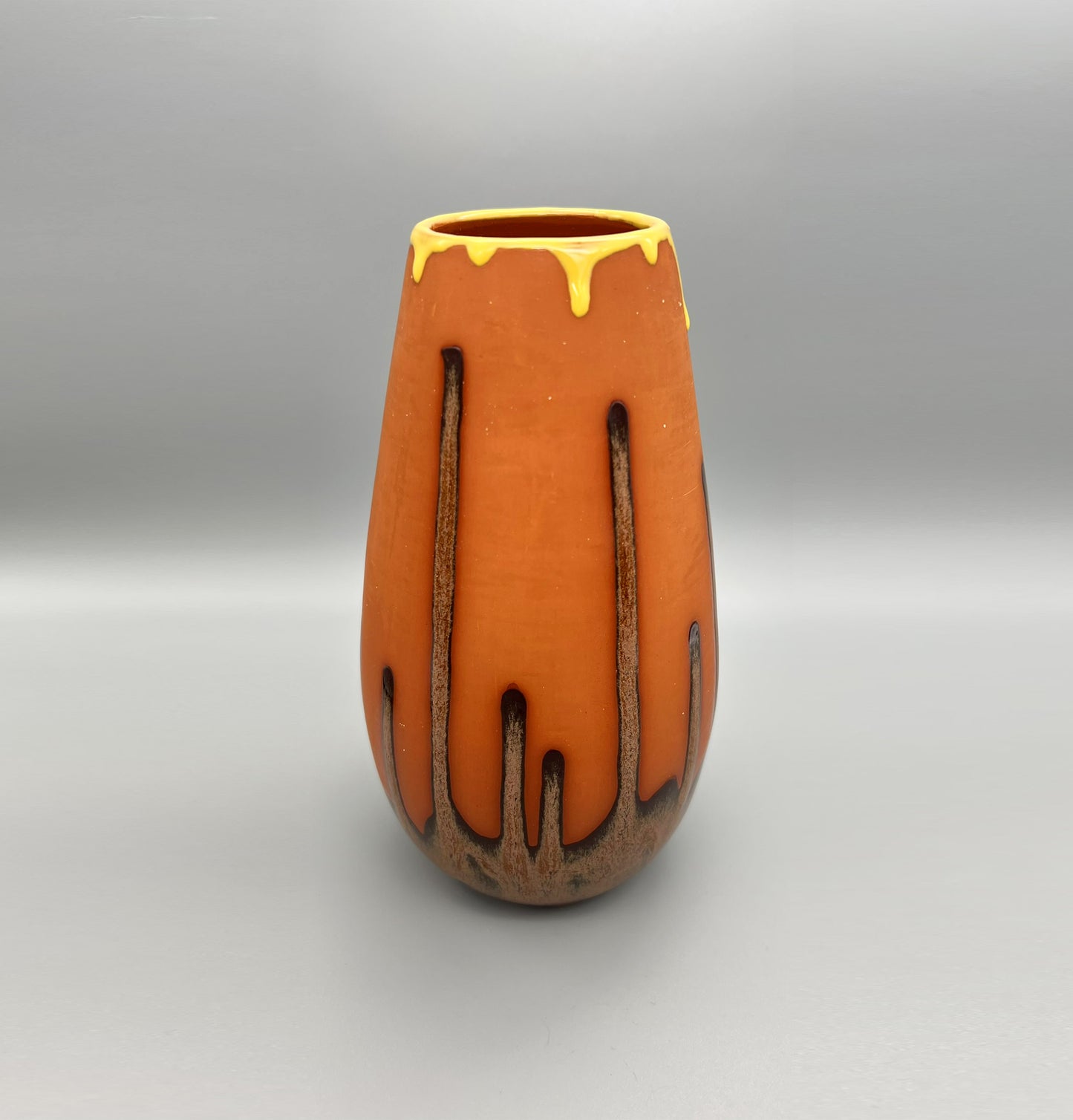 Large Yellow Rim Terracota Vase