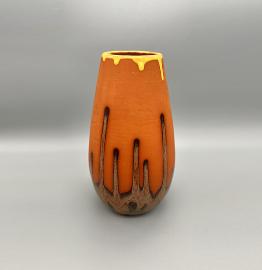 Large Yellow Rim Terracota Vase