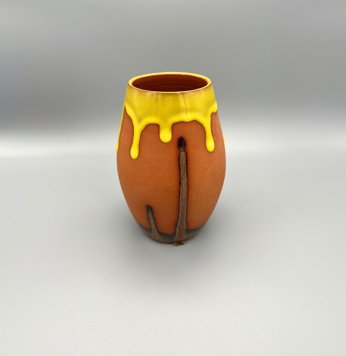 Medium Yellow Rim Terracotta Vase