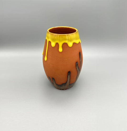 Medium Yellow Rim Terracotta Vase