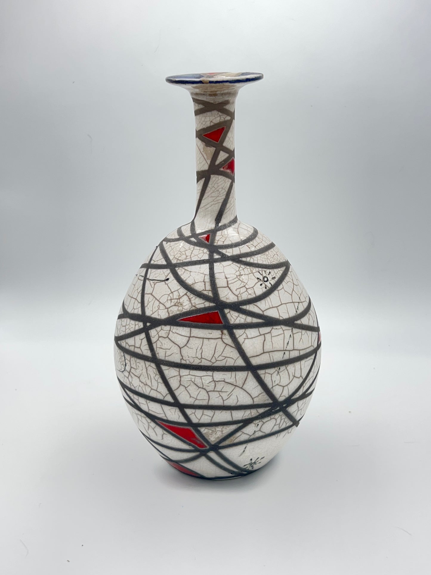 Large Banded Raku Vase