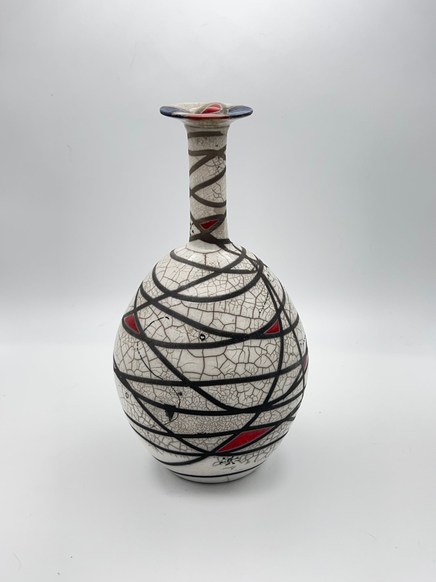 Large Banded Raku Vase