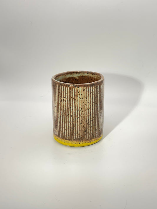Yellow Band Wood-fired Stoneware Tea Cup