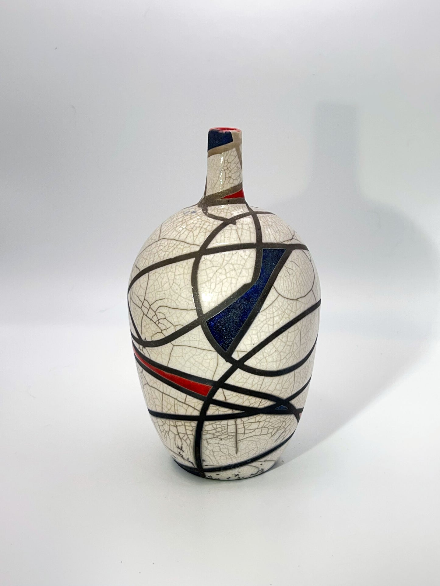 Banded Raku Bottle