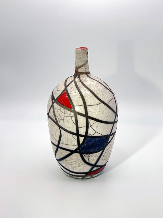 Banded Raku Bottle